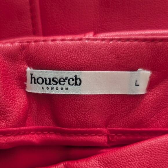 House of CB Elenaora Vegan Leather Trousers in Scarlet Red, Size Large - Picture 7 of 10